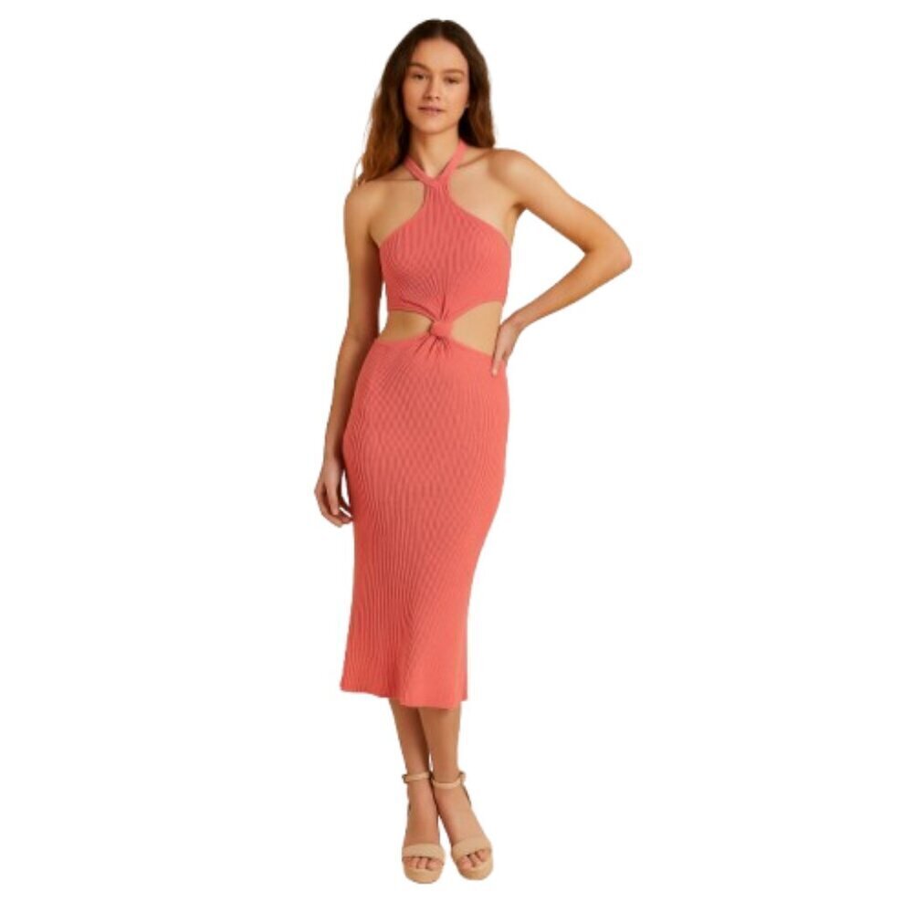 Cult Gaia Cameron Ribbed Knit Halter Midi Dress